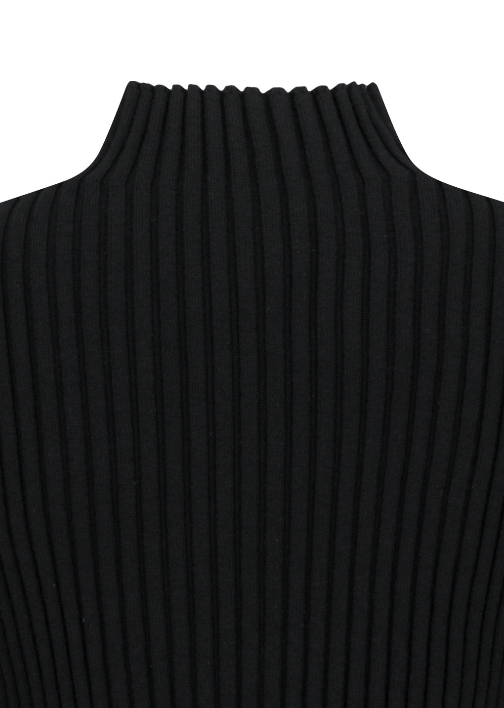ribbed high neck zip up, black