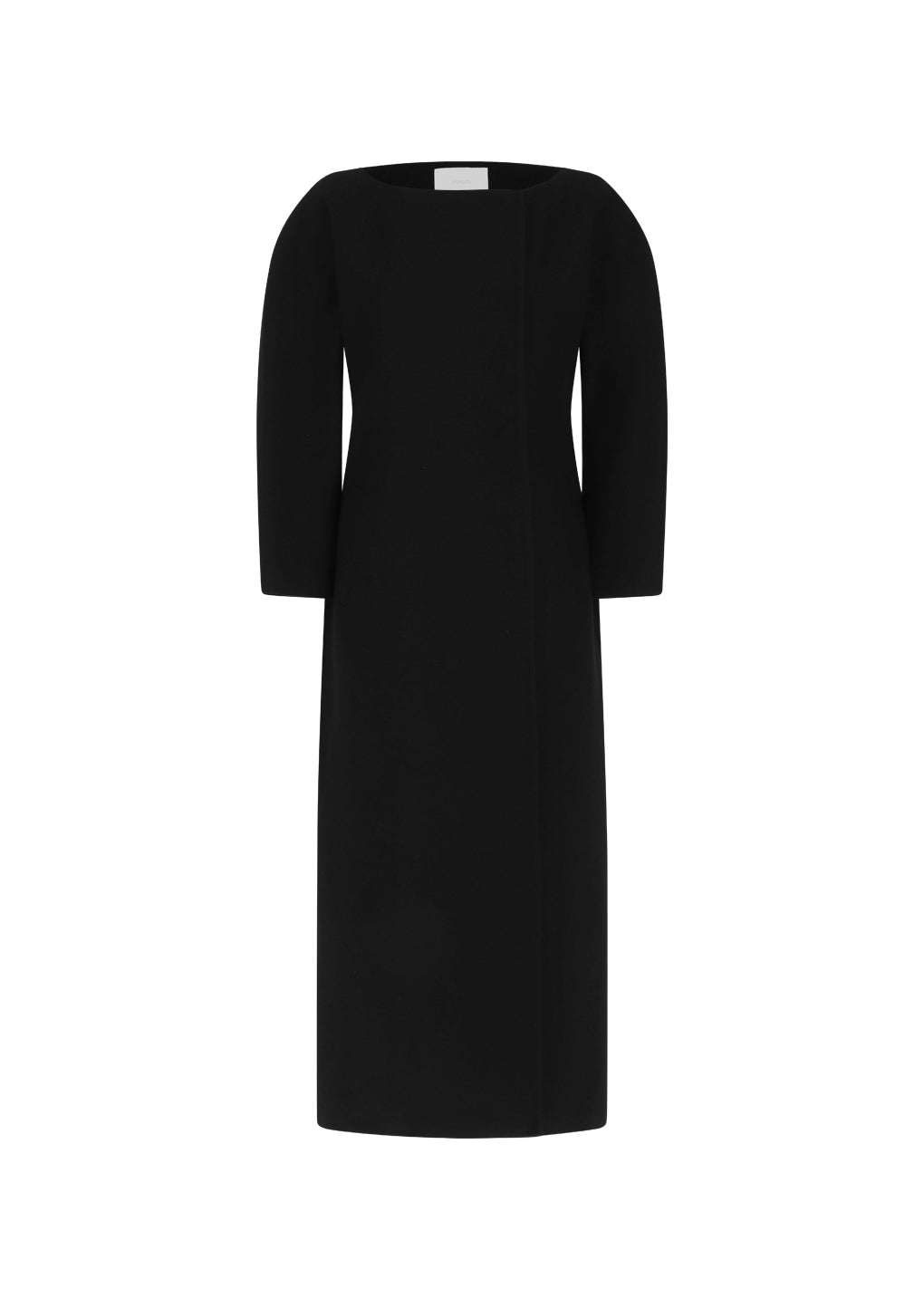 rounded shoulder long jacket, black