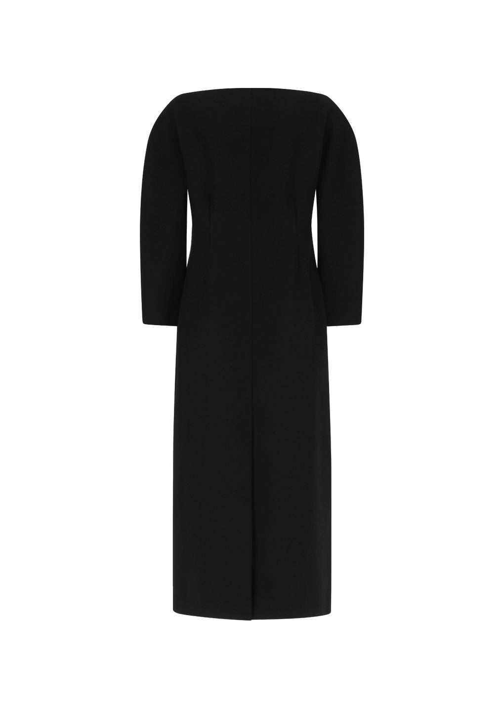 rounded shoulder long jacket, black hover