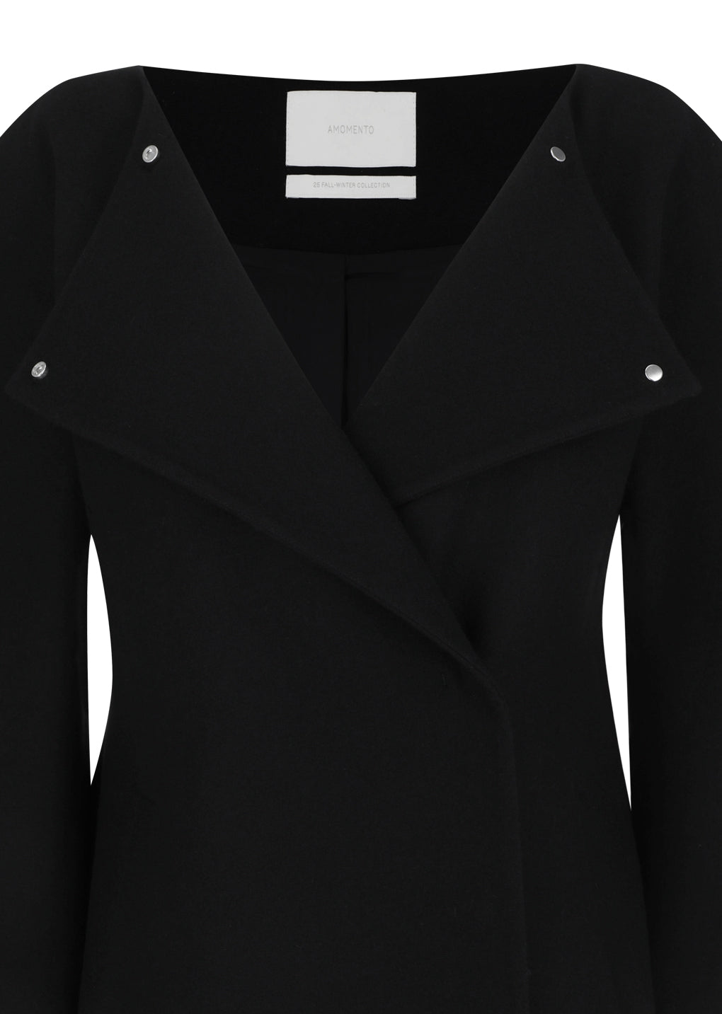 rounded shoulder long jacket, black