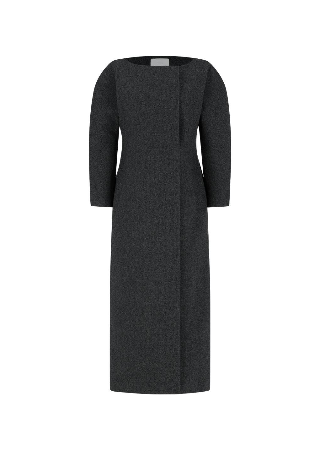 rounded shoulder long jacket, charcoal