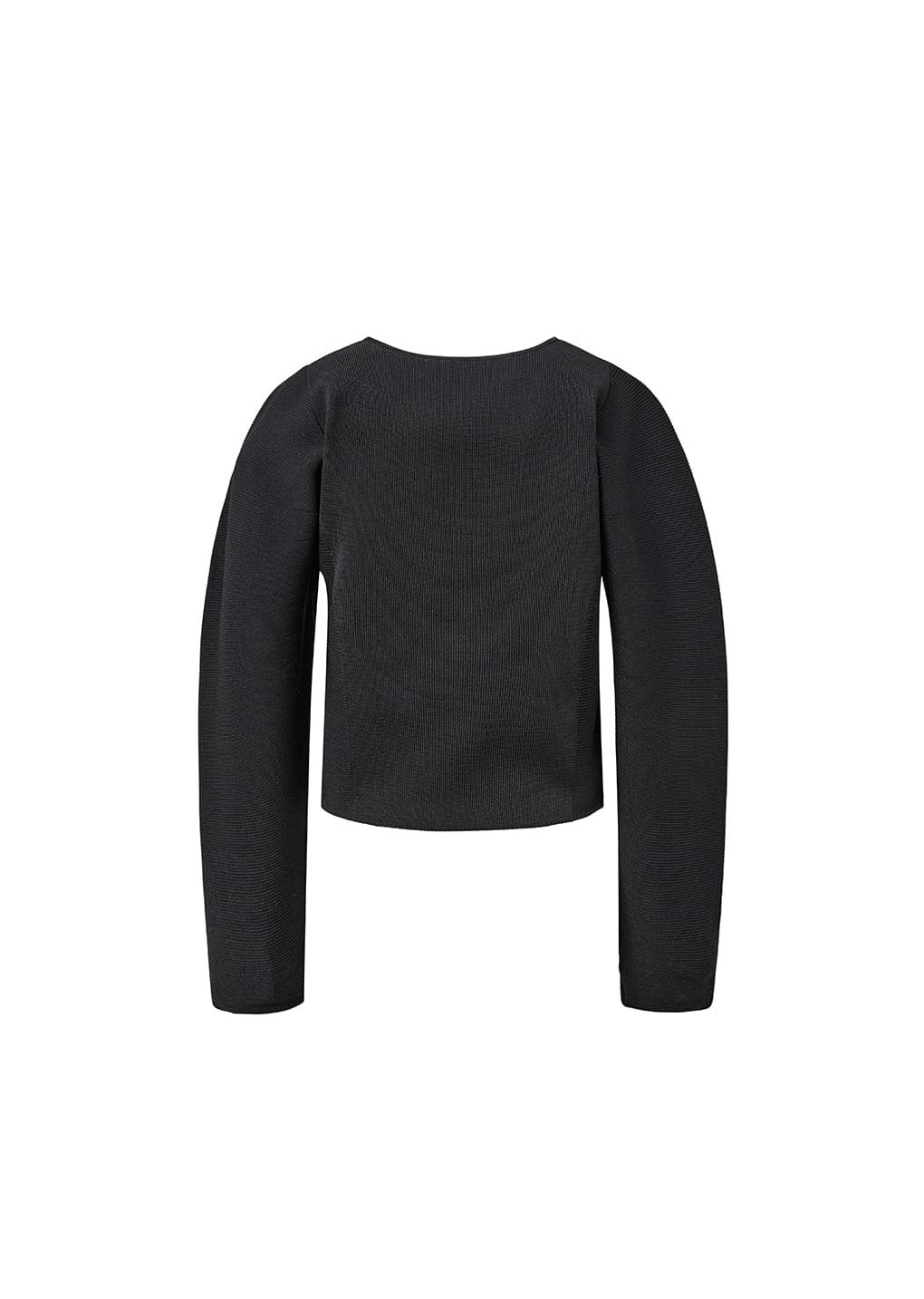 rounded zip-up cardigan, black
