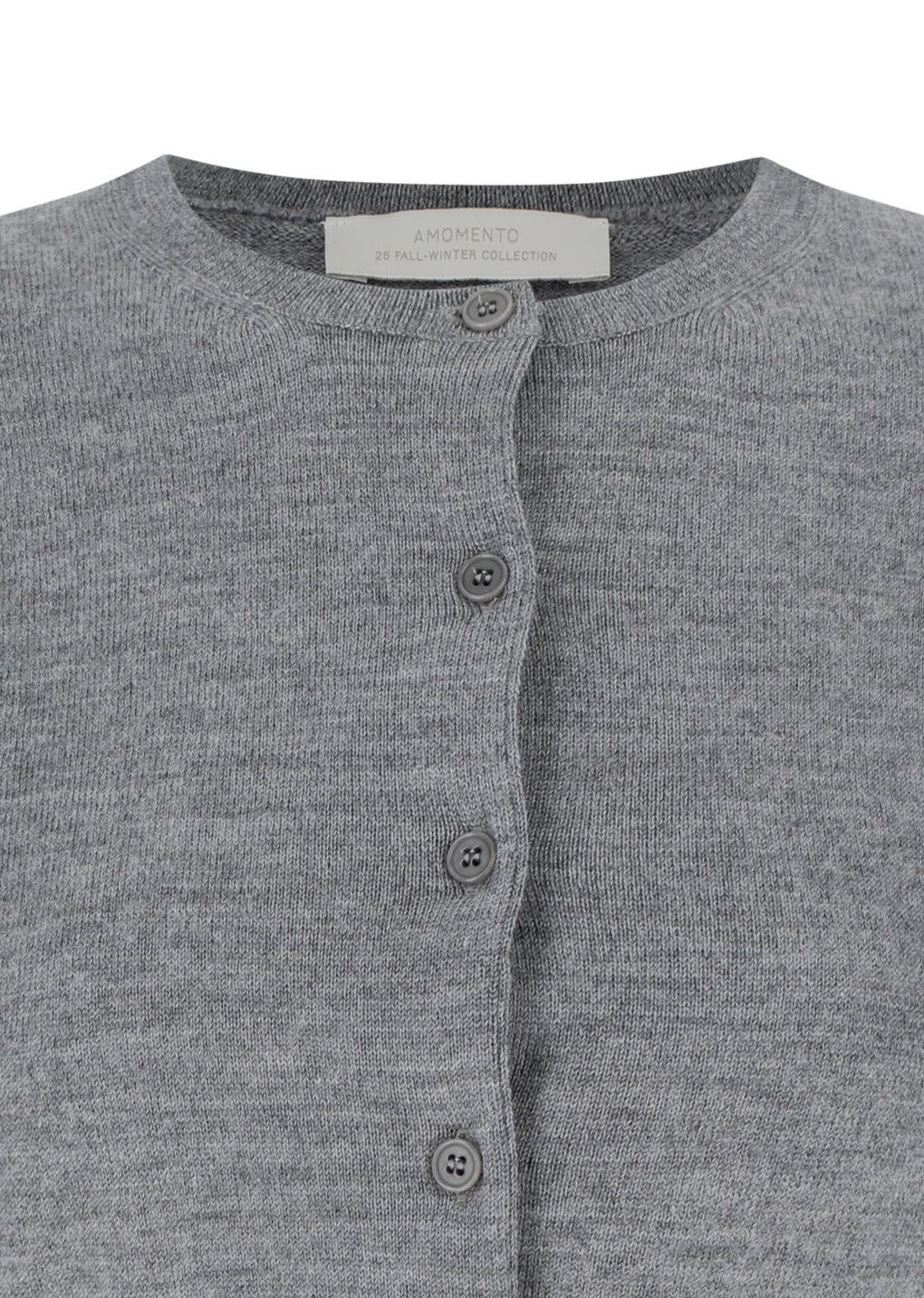 round neck crop cardigan, melange grey
