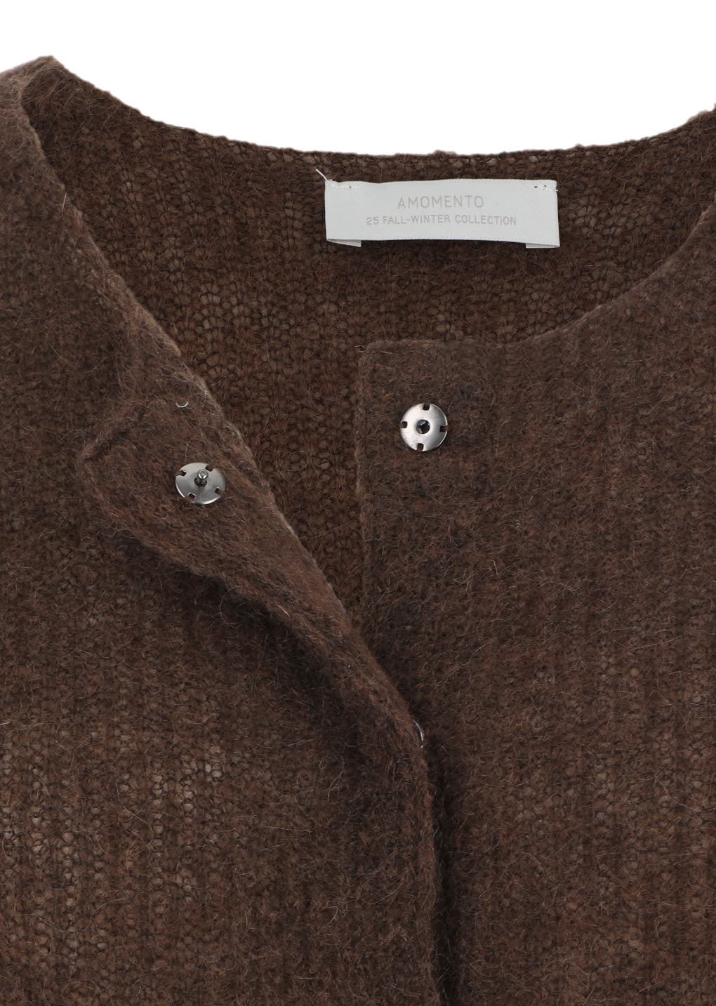 round neck sheer cardigan, brown
