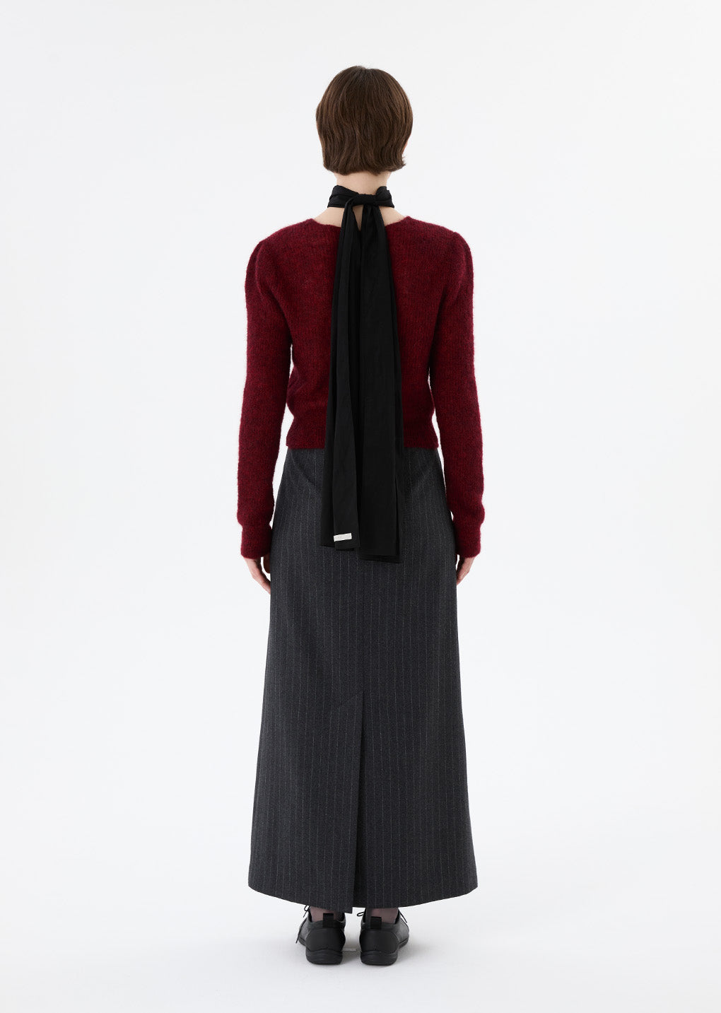 round neck sheer cardigan, red
