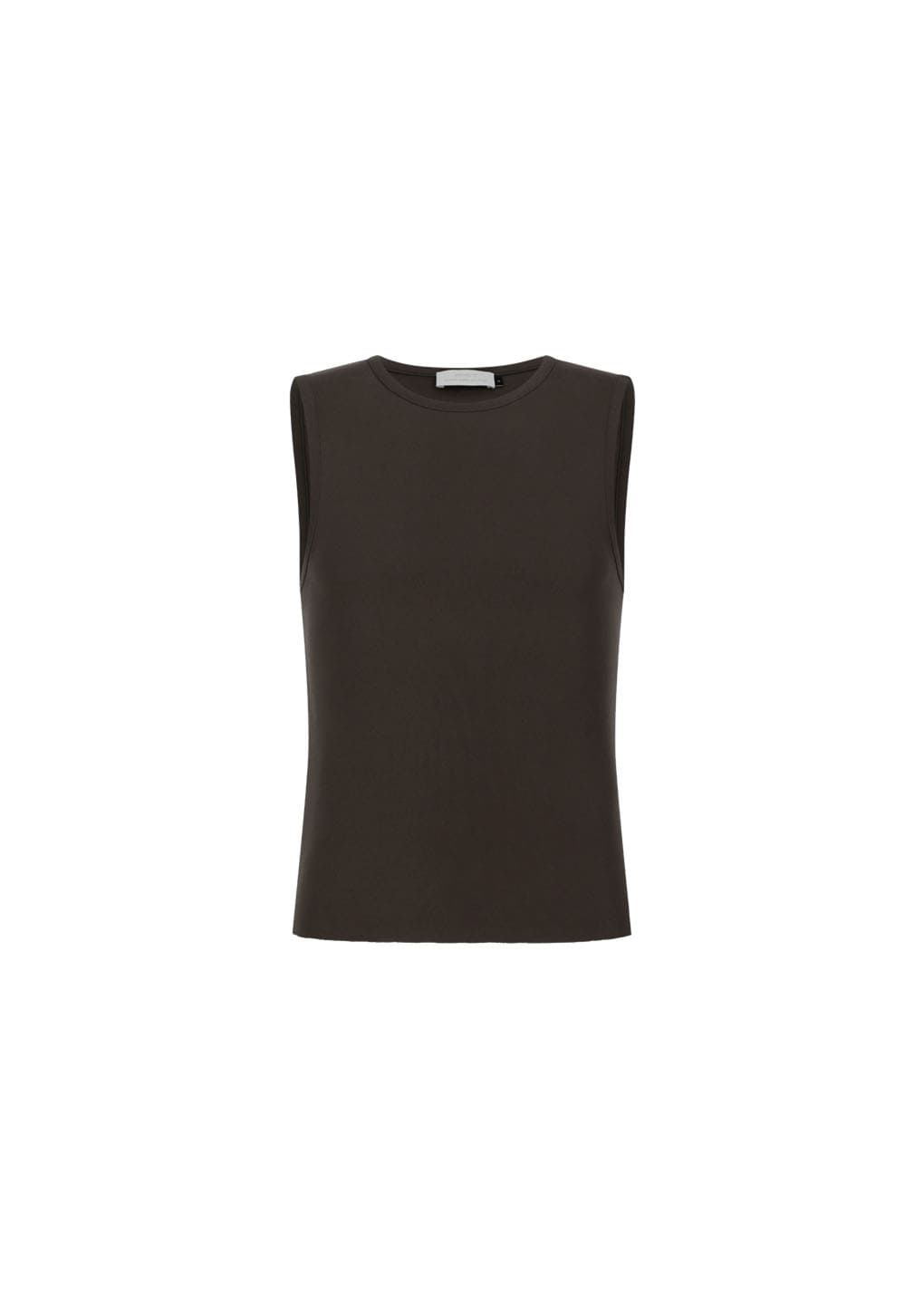 round neck sleeveless top, brown