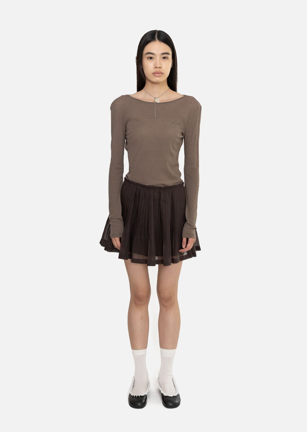 round t-shirt, brown hover