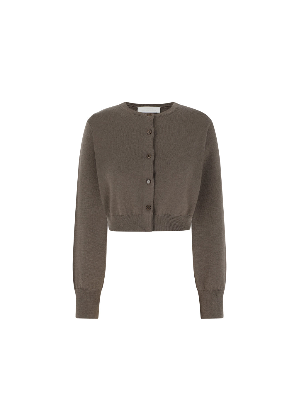 round neck crop cardigan, brown