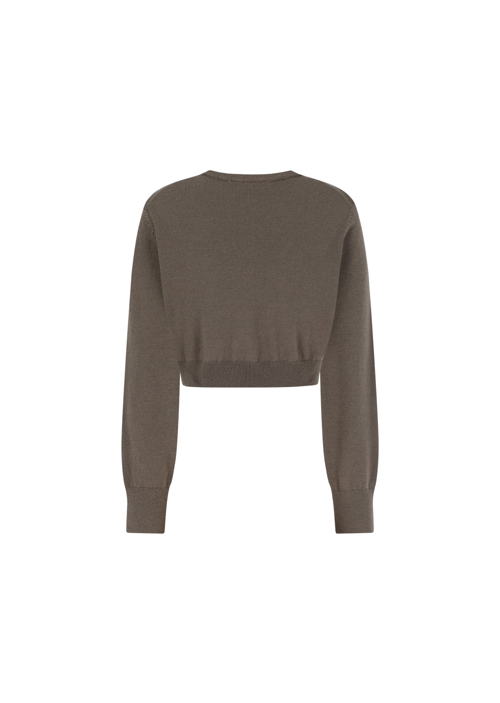 round neck crop cardigan, brown
