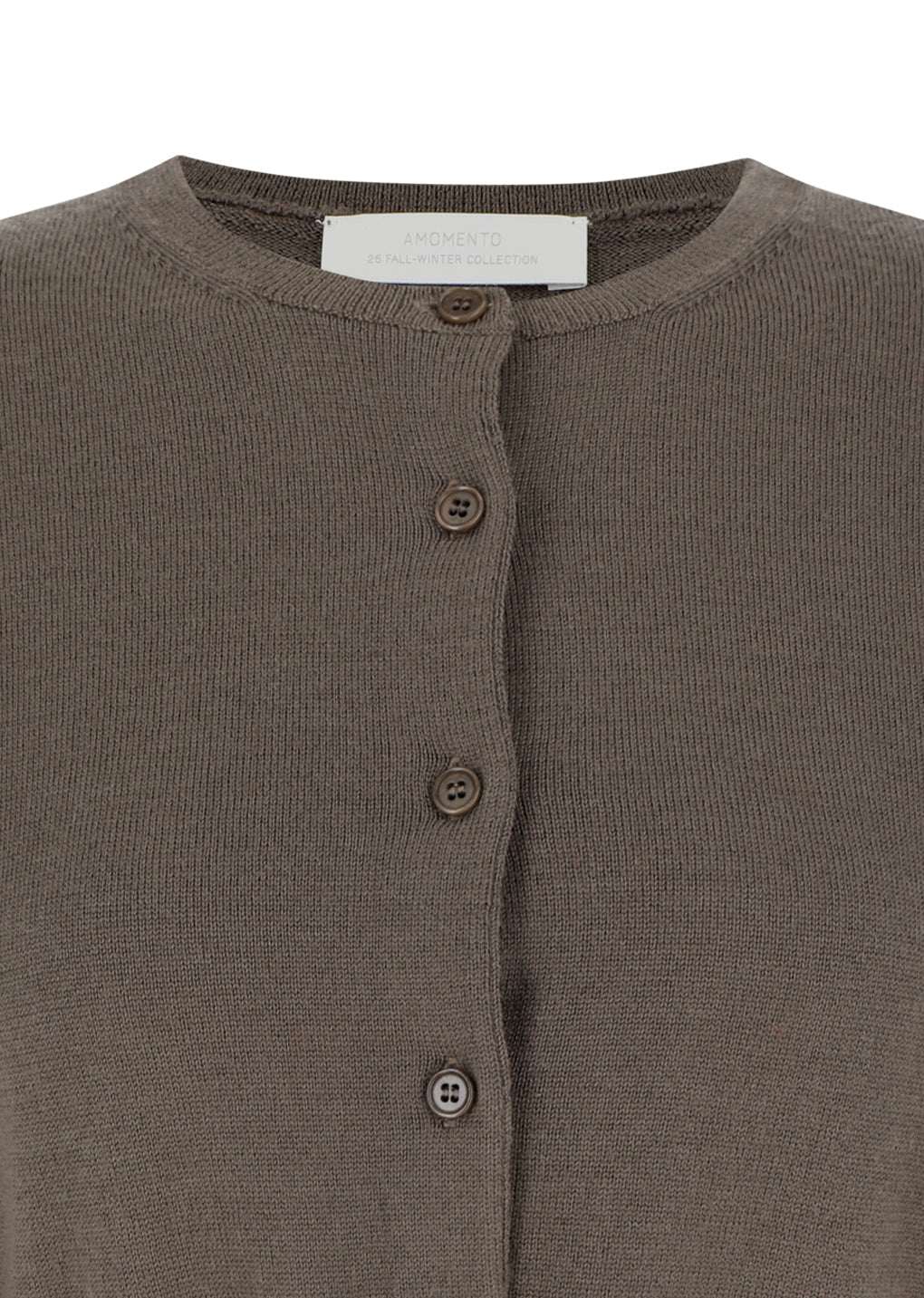 round neck crop cardigan, brown