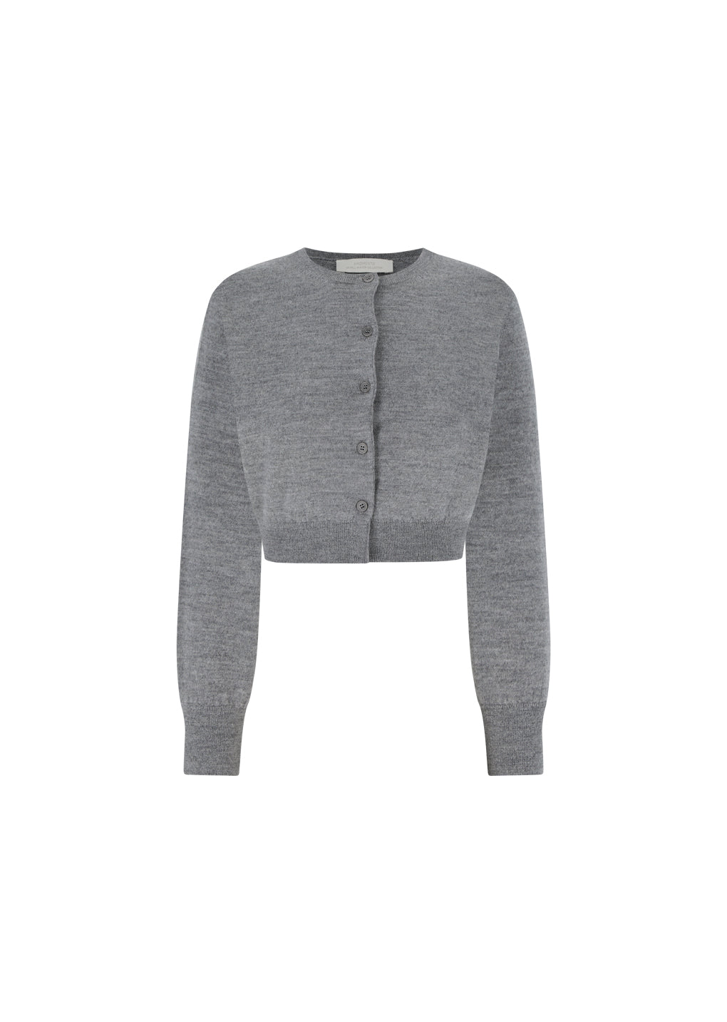 round neck crop cardigan, melange grey