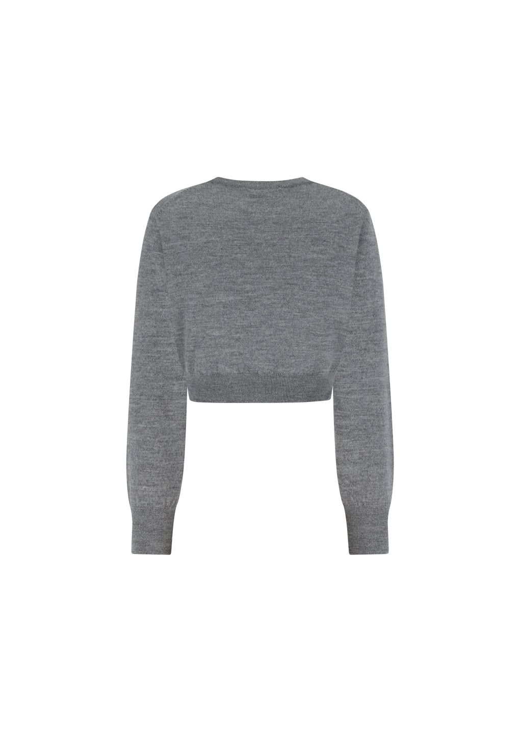 round neck crop cardigan, melange grey hover