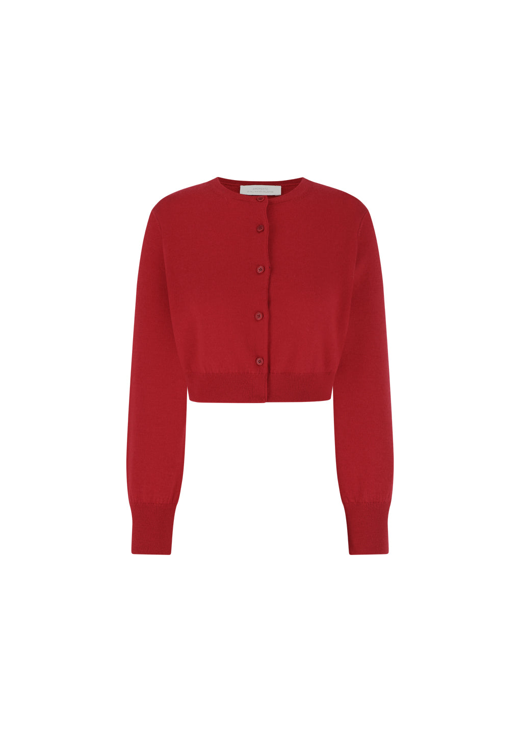 round neck crop cardigan, red