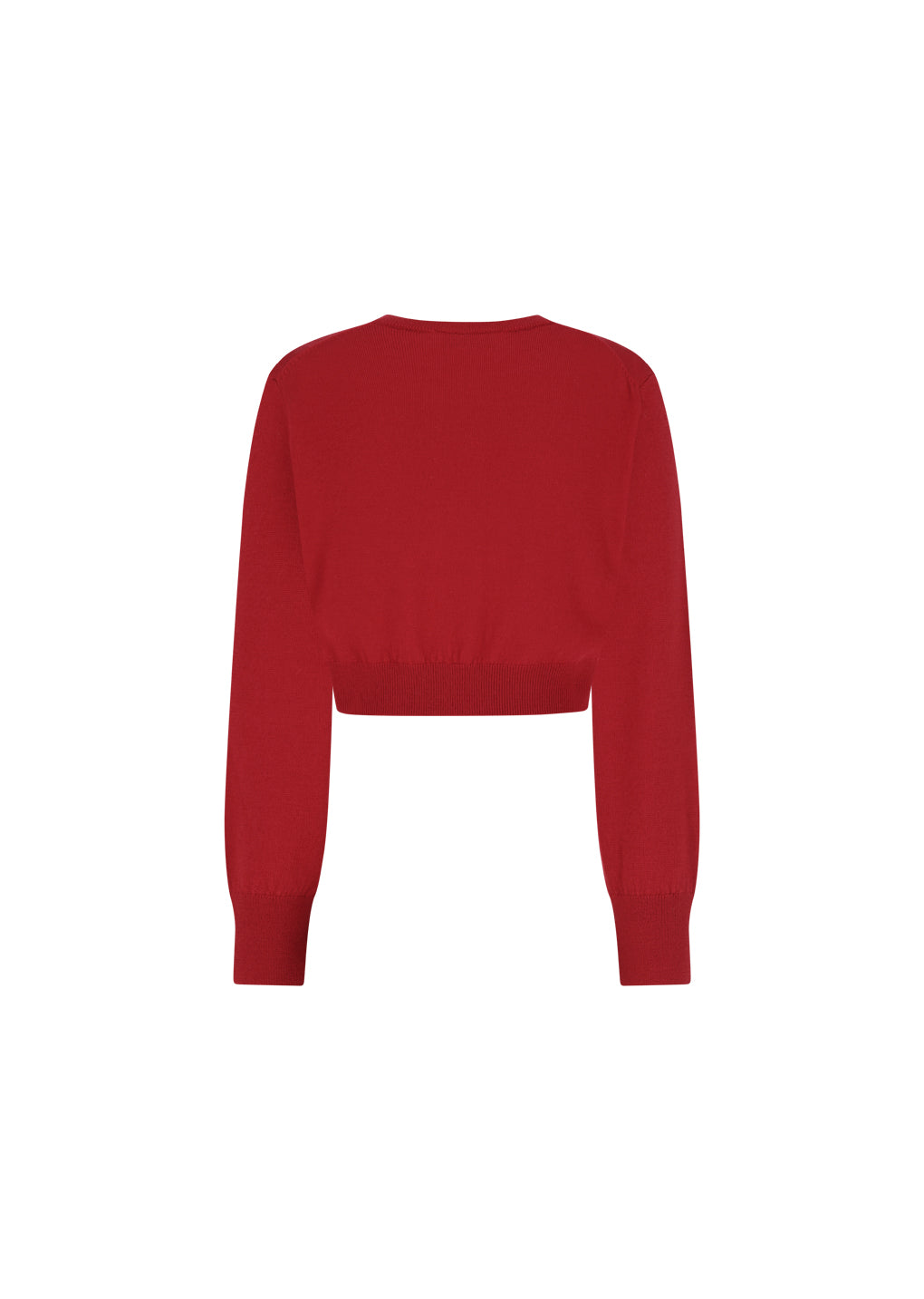 round neck crop cardigan, red hover