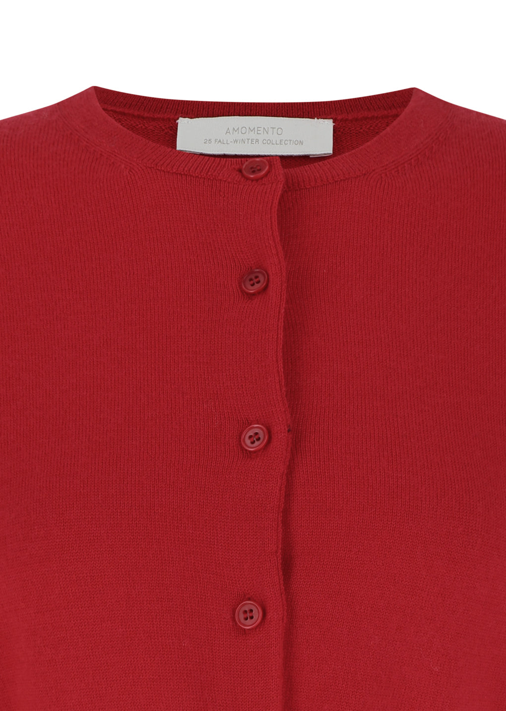 round neck crop cardigan, red