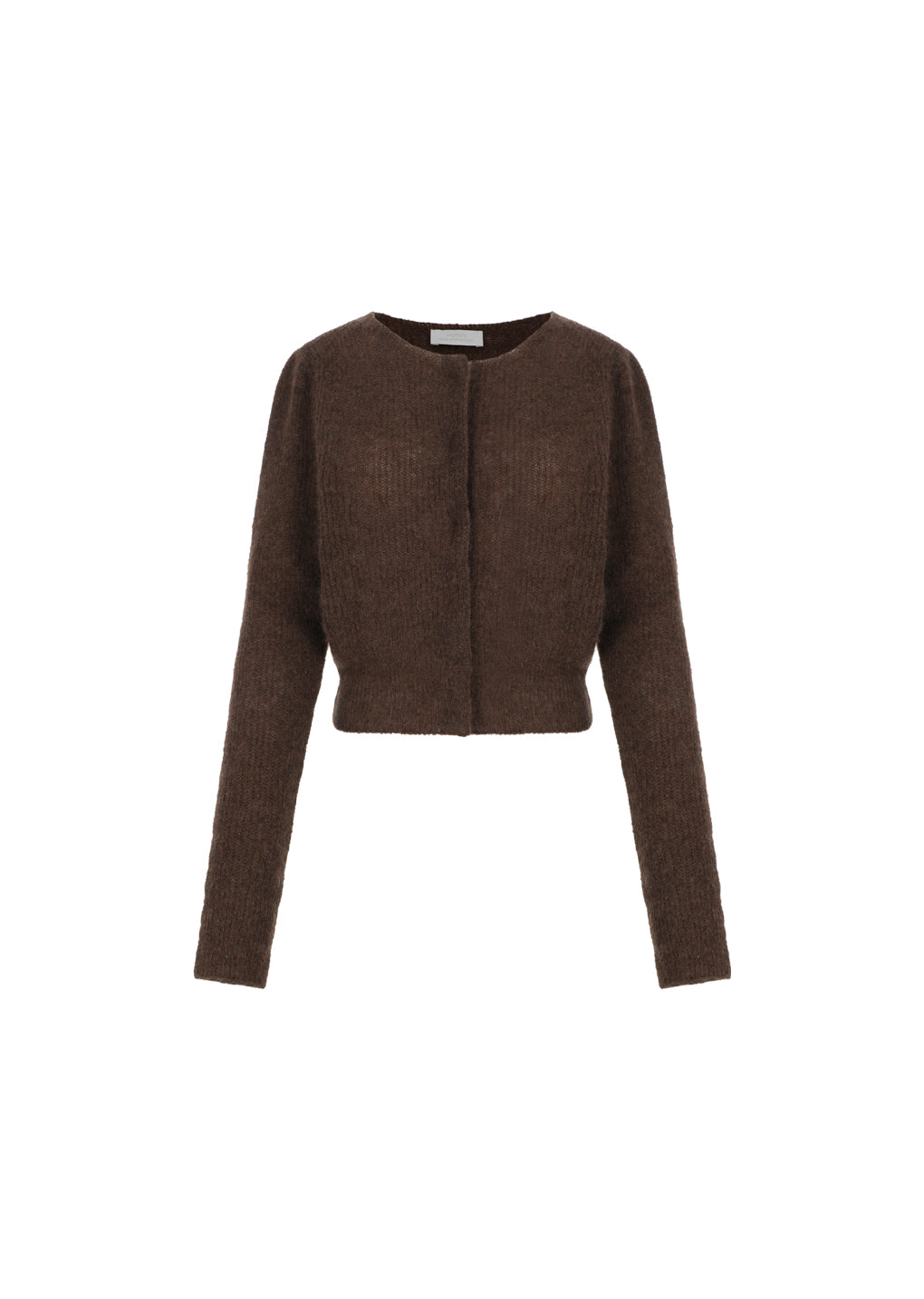 round neck sheer cardigan, brown