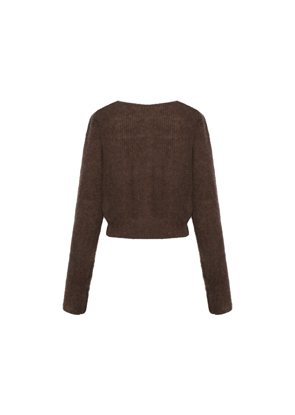 round neck sheer cardigan, brown hover