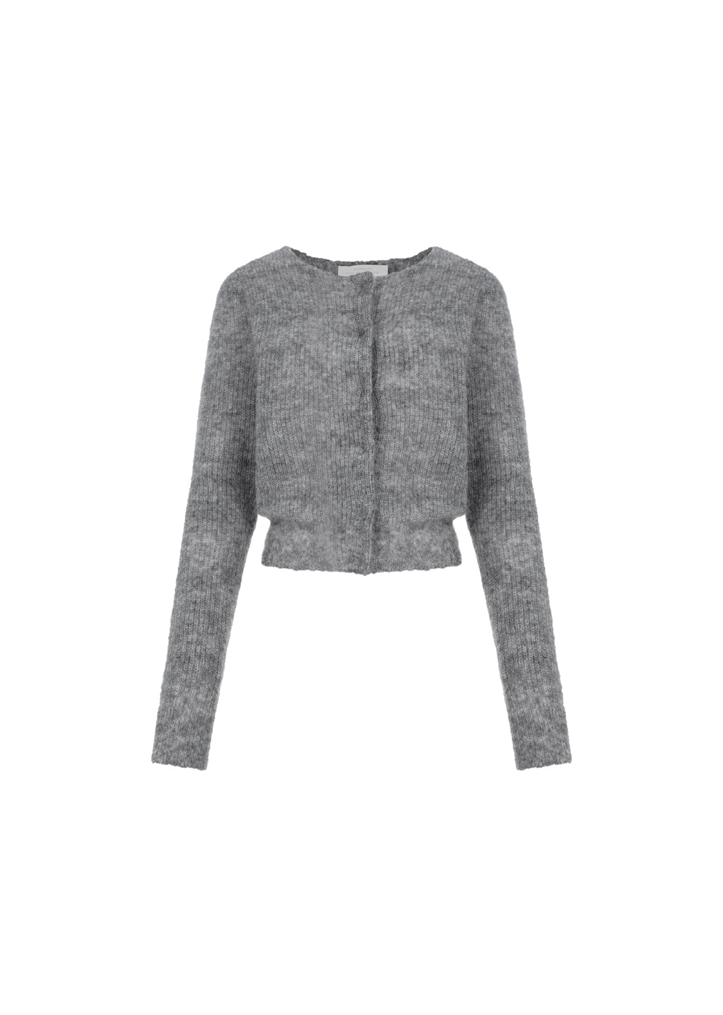 round neck sheer cardigan, melange grey