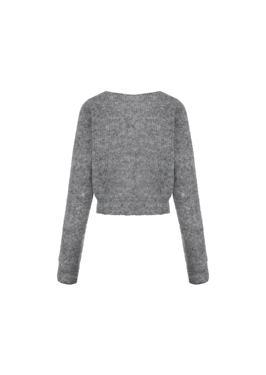round neck sheer cardigan, melange grey hover