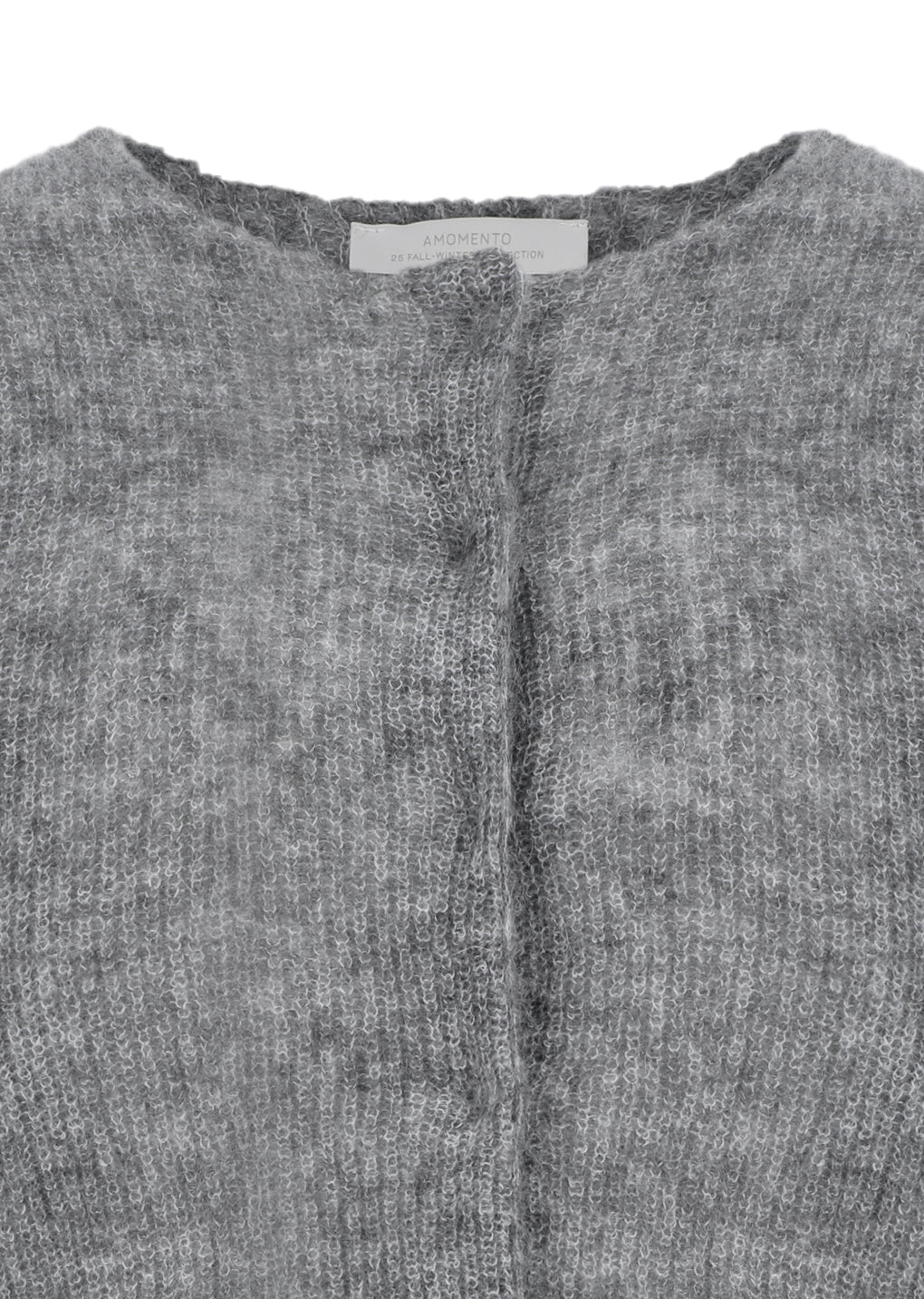 round neck sheer cardigan, melange grey