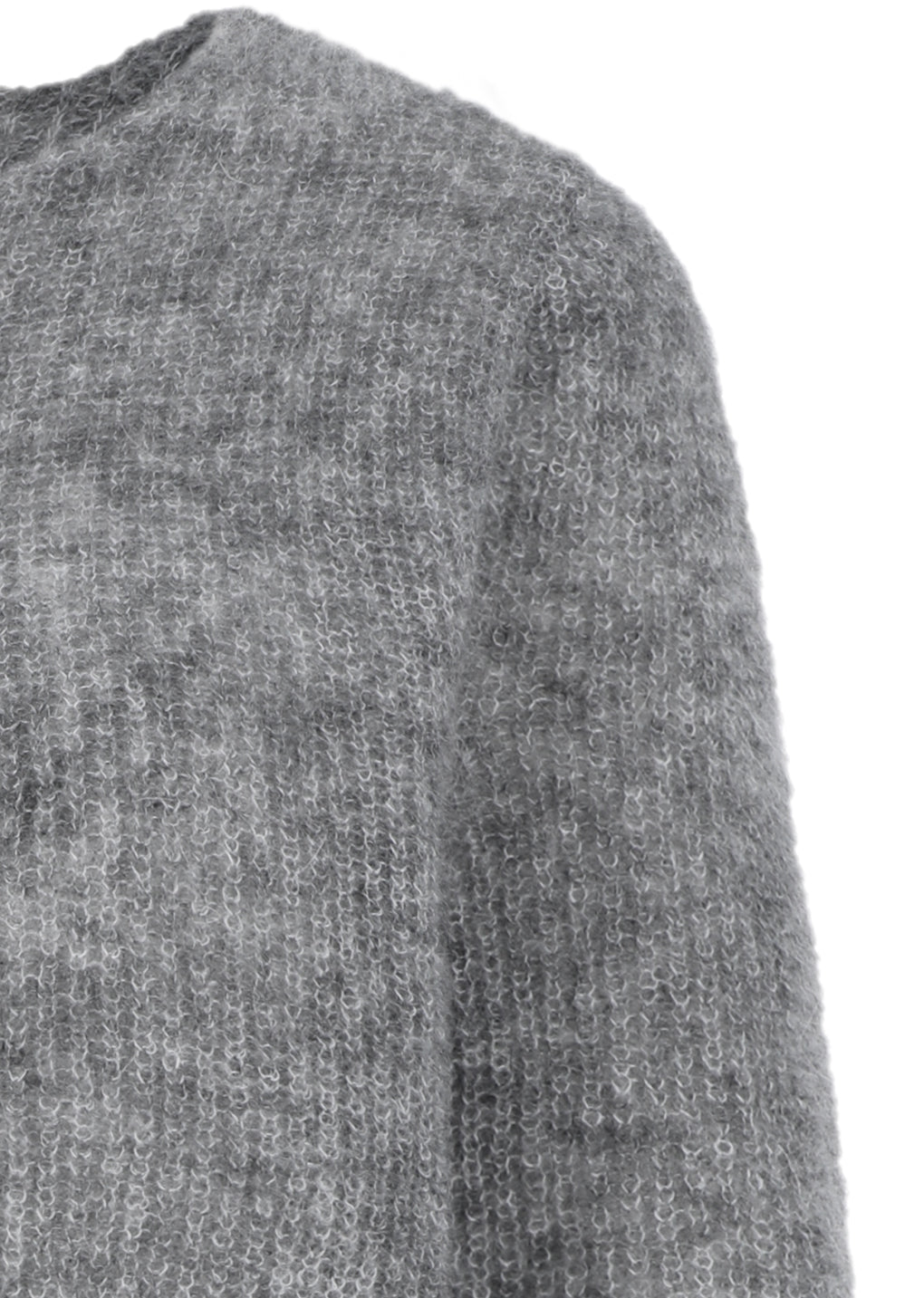 round neck sheer cardigan, melange grey