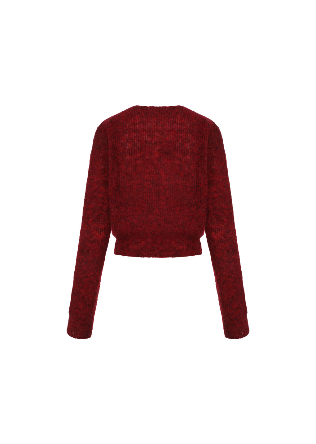 round neck sheer cardigan, red