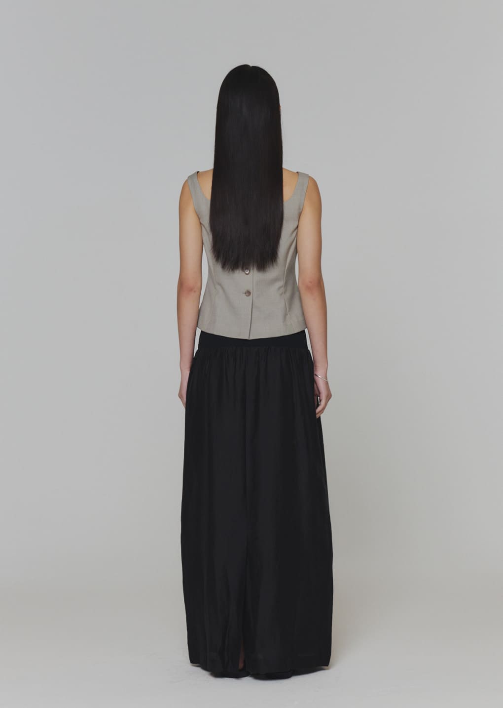 scoop neck two way vest, beige