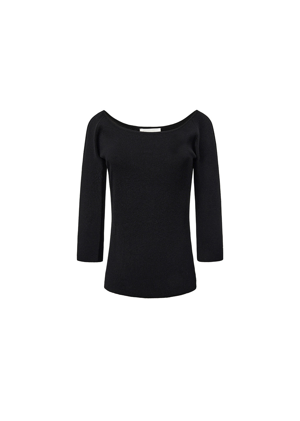 SCOOP NECK KNIT TOP, BLACK