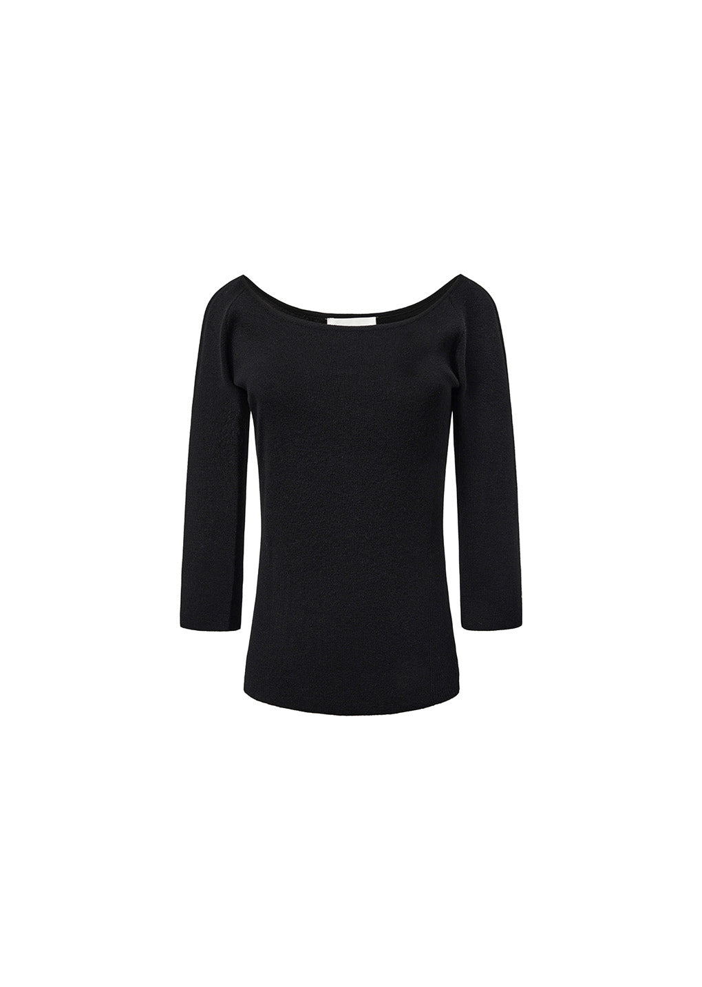 scoop neck knit top, black