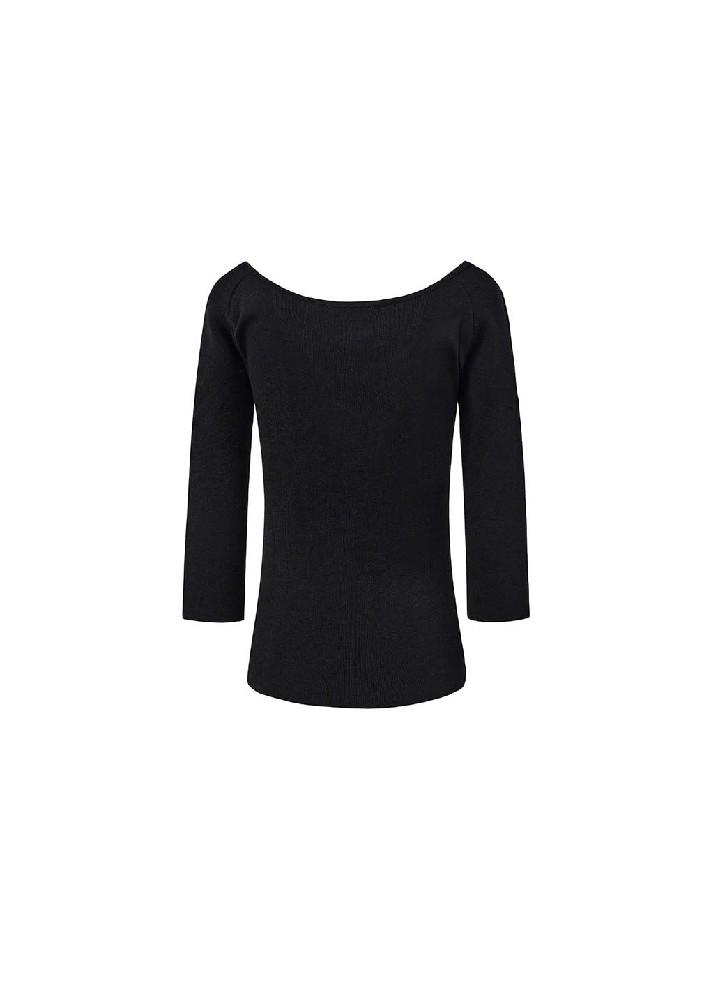 SCOOP NECK KNIT TOP, BLACK