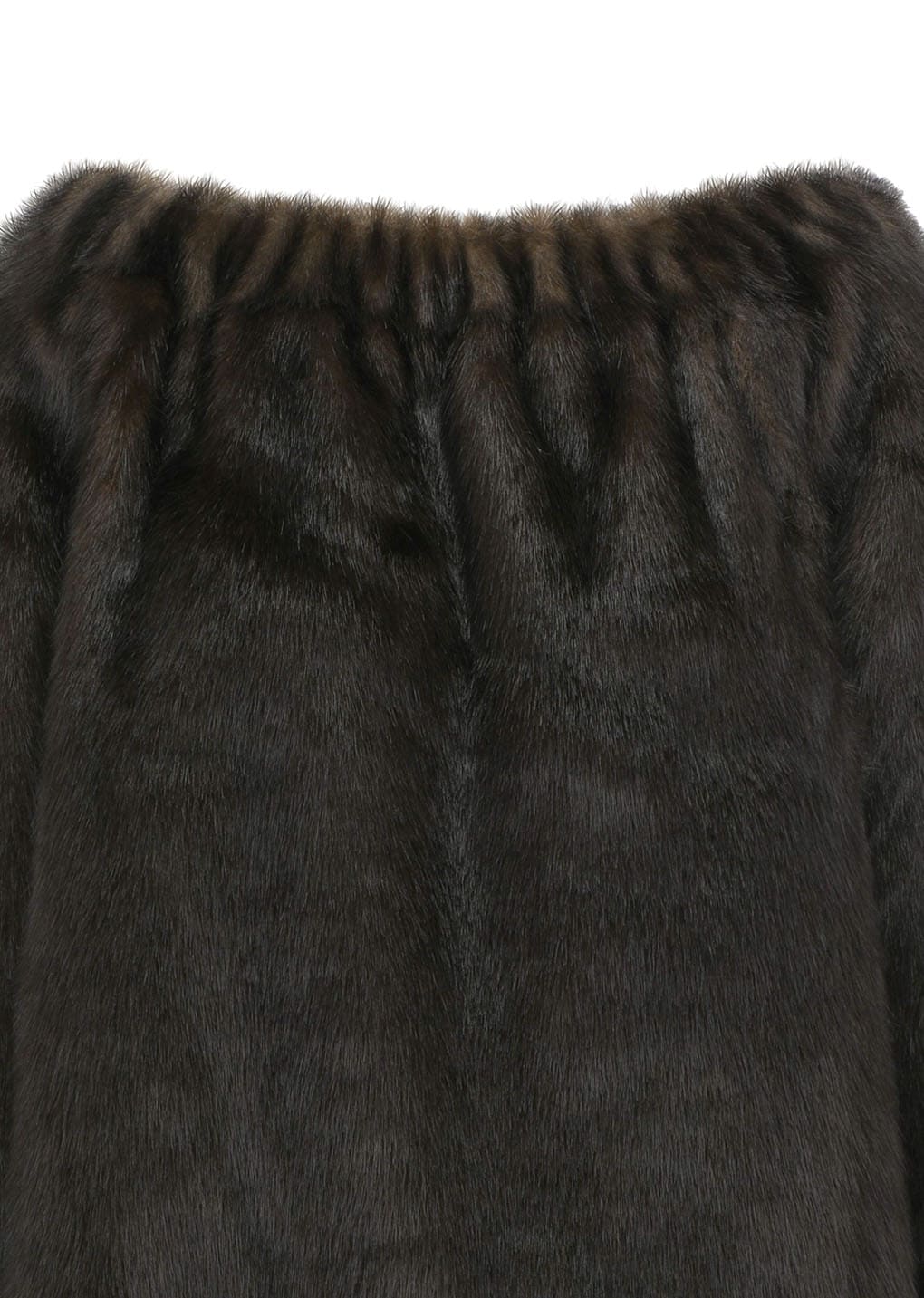 shearing off shoulder top, dark brown