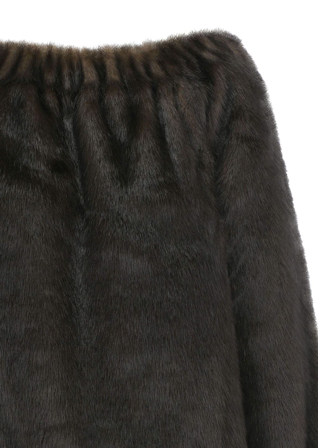 shearing off shoulder top, dark brown