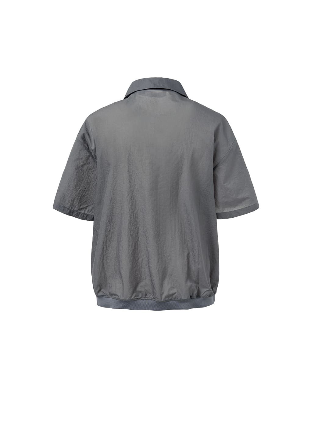 sheer color block top, dark grey