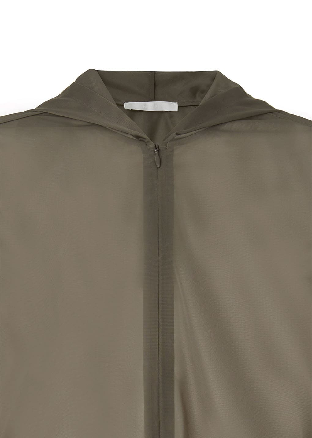 sheer hooded zip up jumper, brown