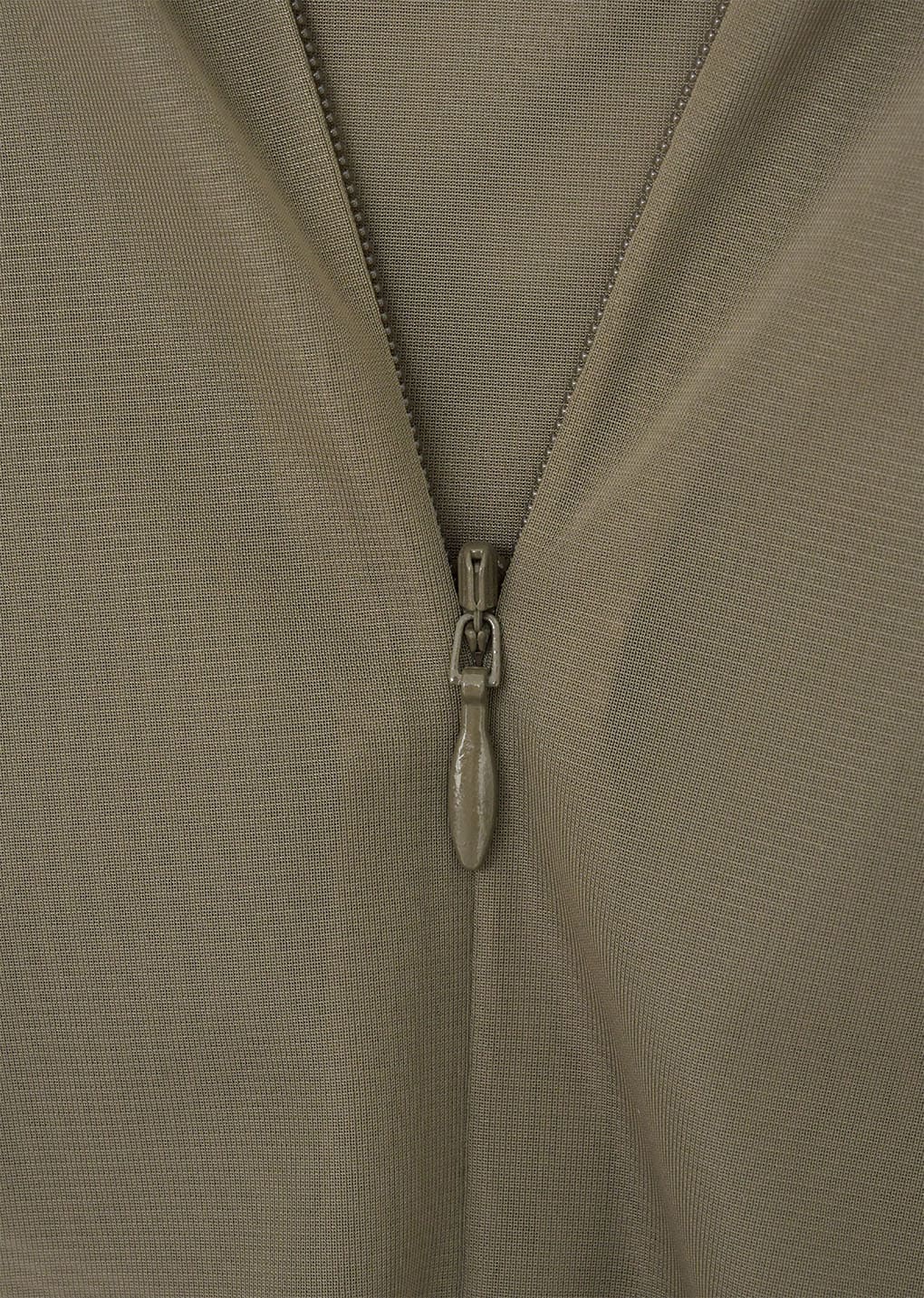 sheer hooded zip up jumper, brown