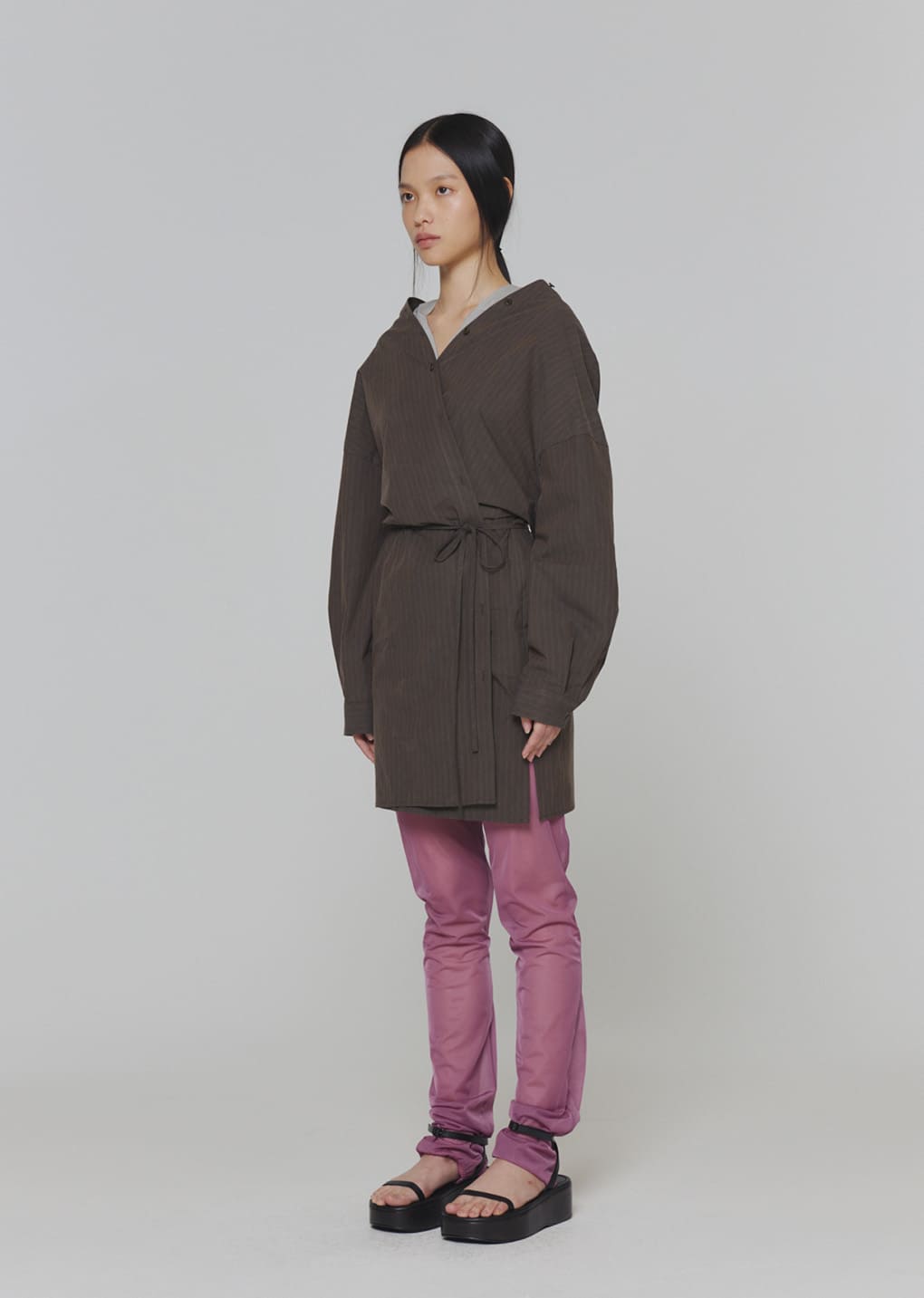 sheer hooded zip up jumper, light beige