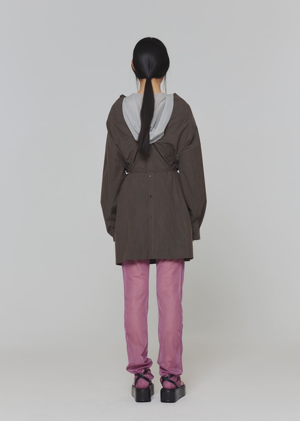 sheer hooded zip up jumper, light beige