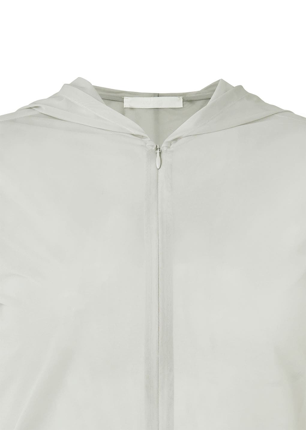 sheer hooded zip up jumper, light beige