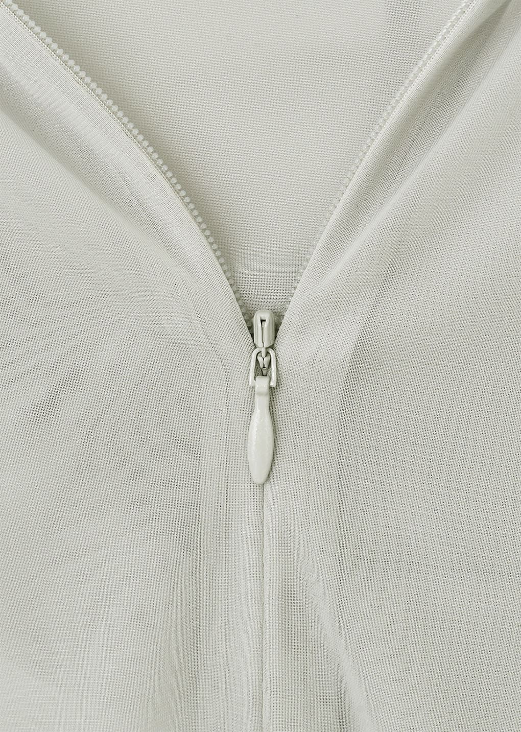 sheer hooded zip up jumper, light beige