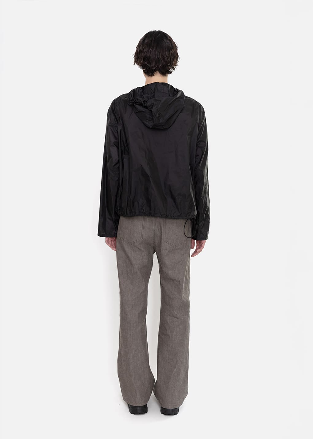 sheer hoodie anorak, black