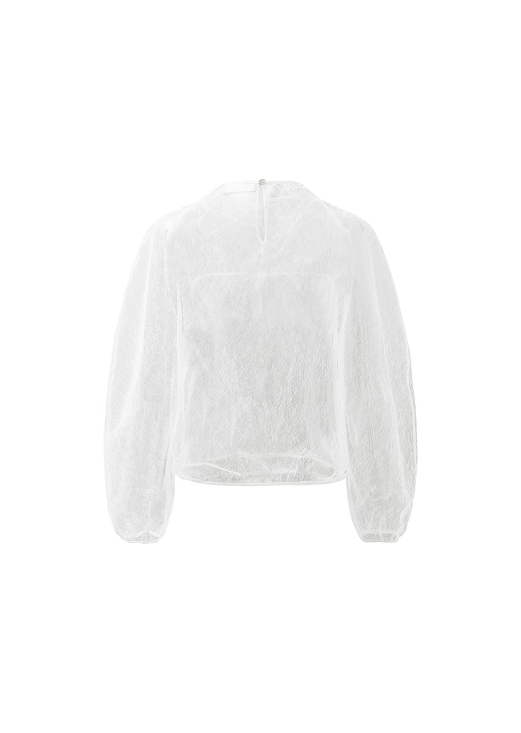 sheer lace mock neck top, white