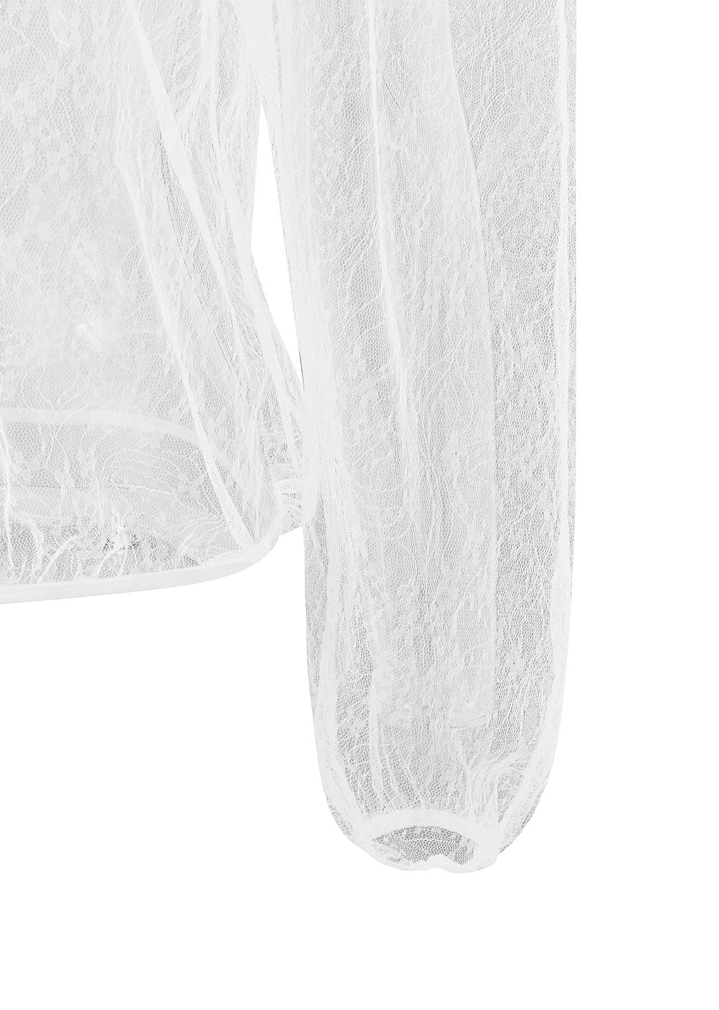 sheer lace mock neck top, white