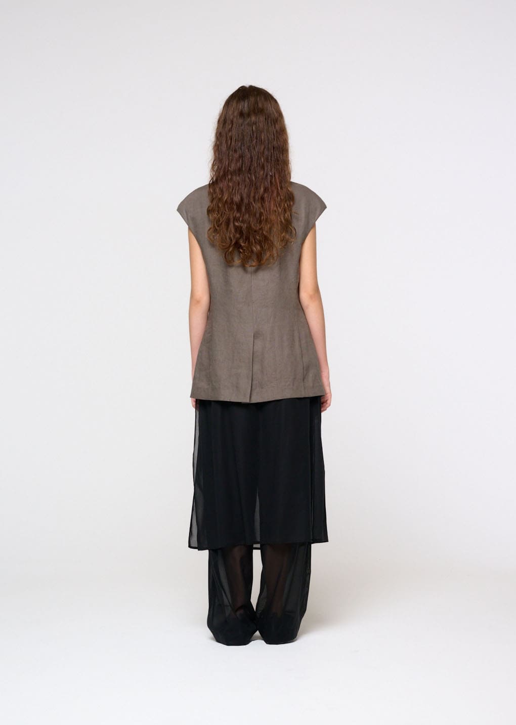sheer layered pants, black