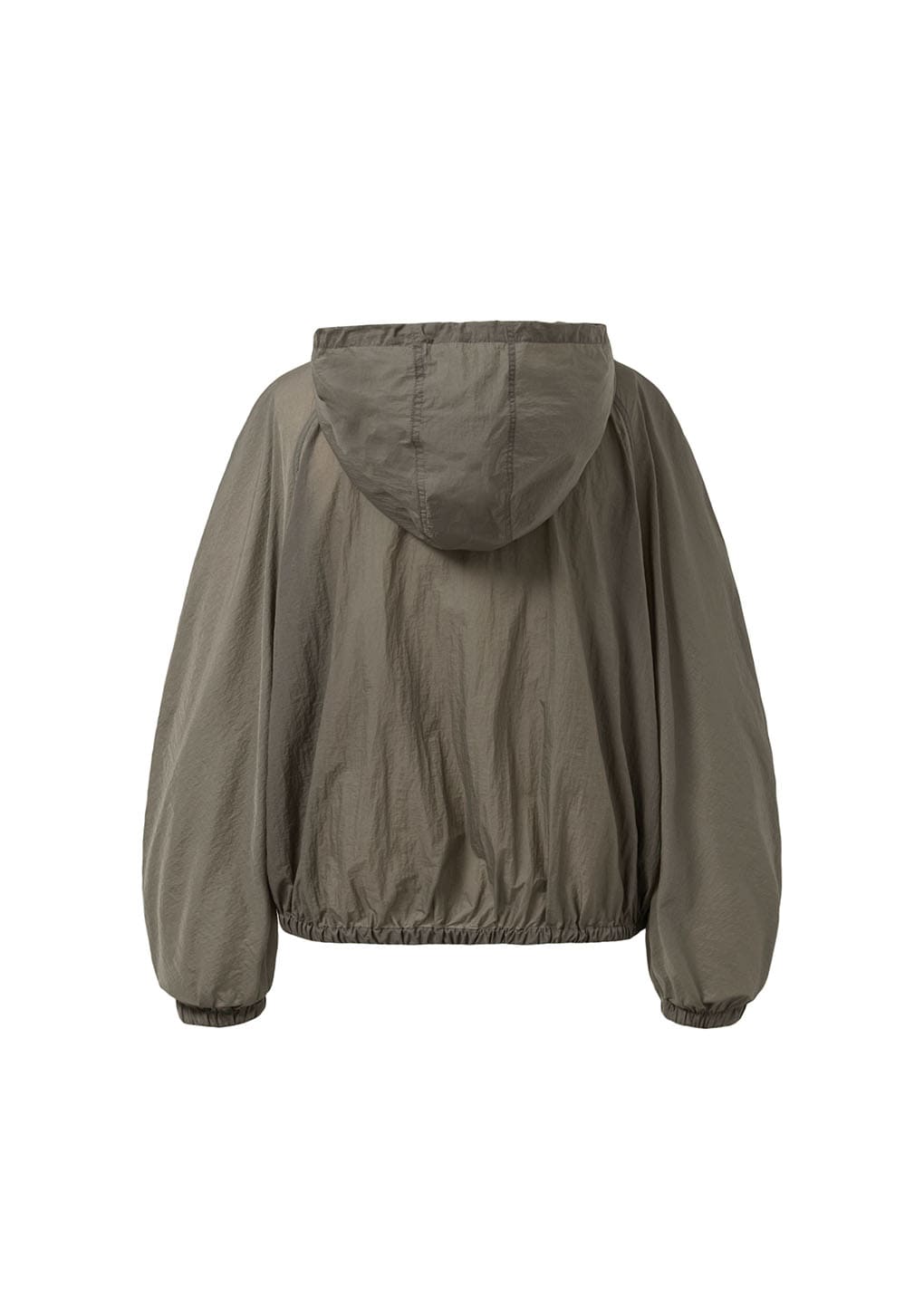 sheer nylon raglan hooded jumper, brown