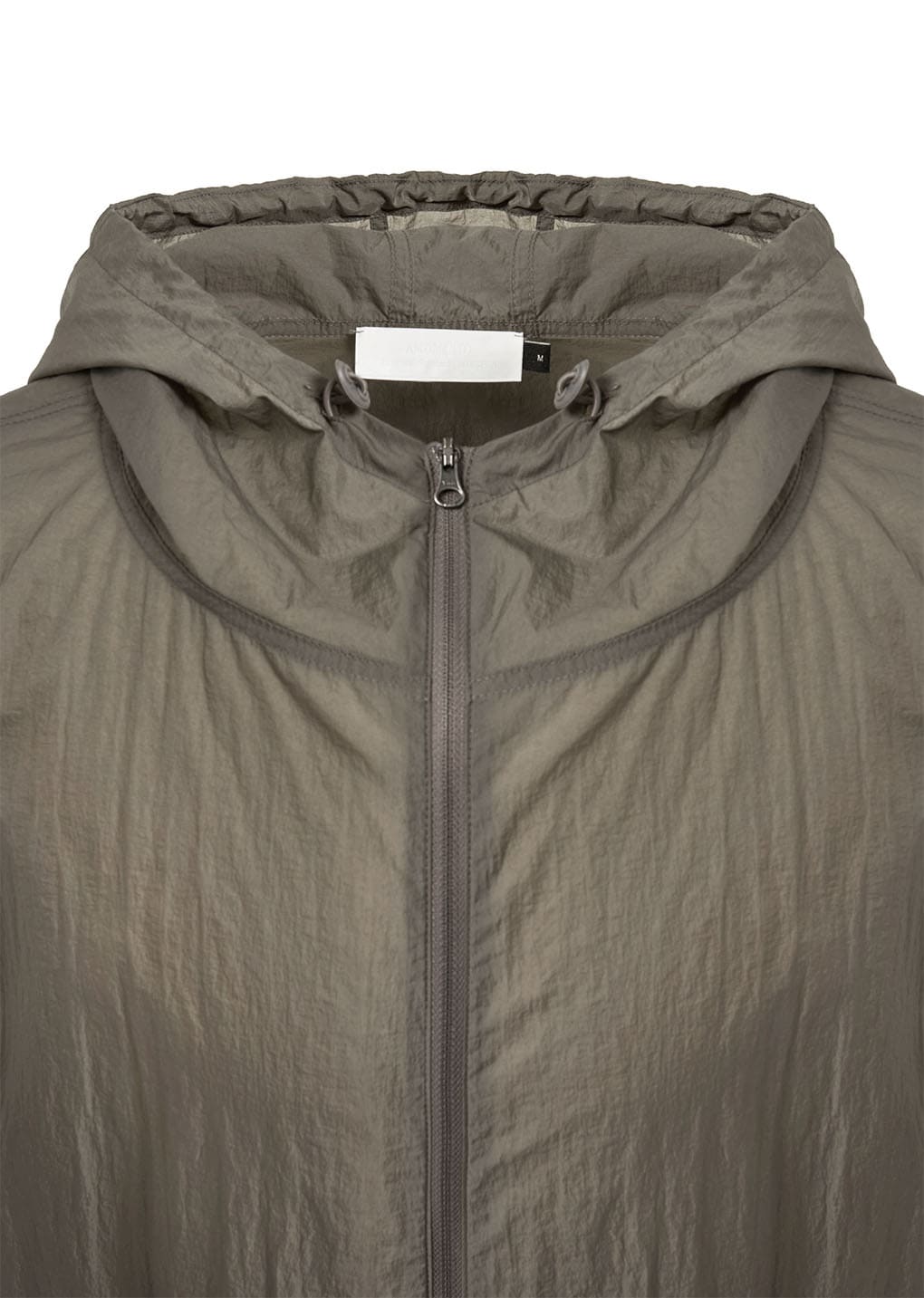 sheer nylon raglan hooded jumper, brown