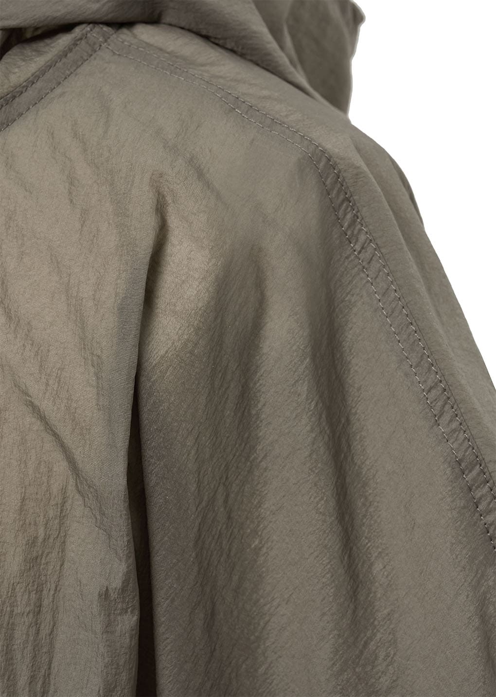 sheer nylon raglan hooded jumper, brown