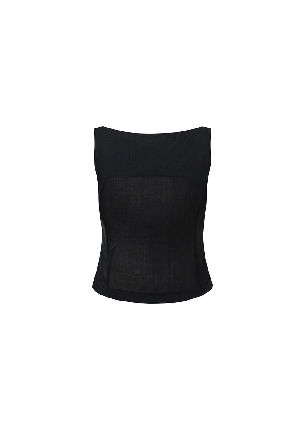 sheer scoop neck two way vest, black