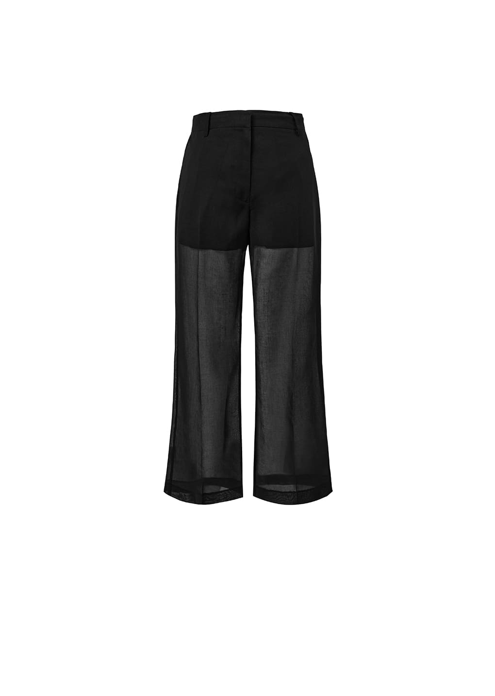 SHEER STRAIGHT FIT PANTS, BLACK