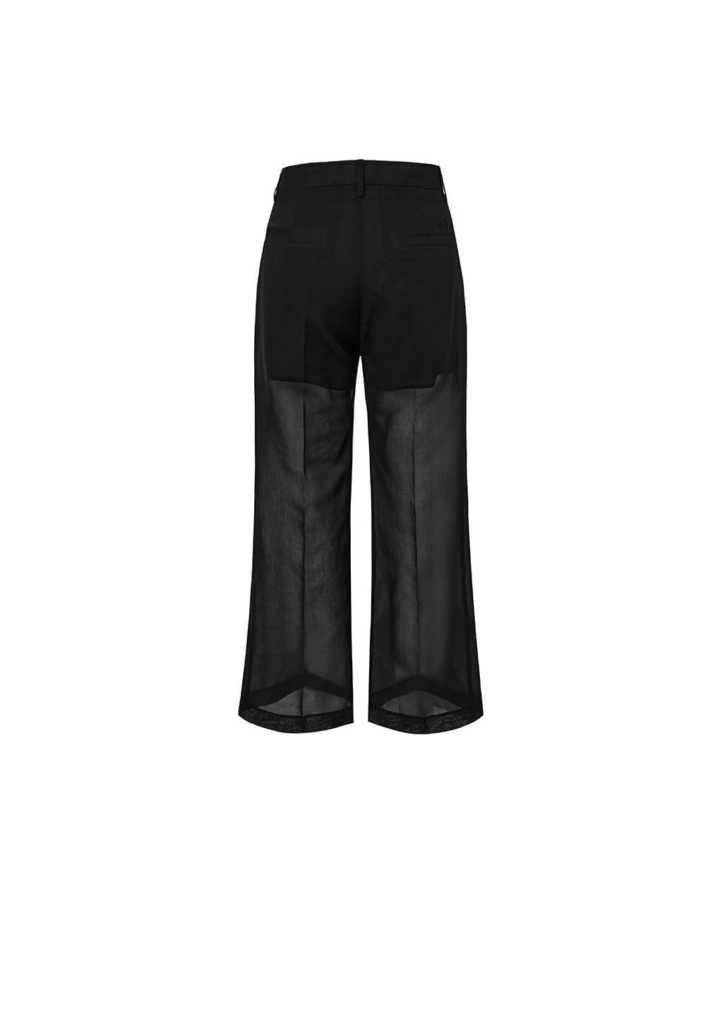 SHEER STRAIGHT FIT PANTS, BLACK