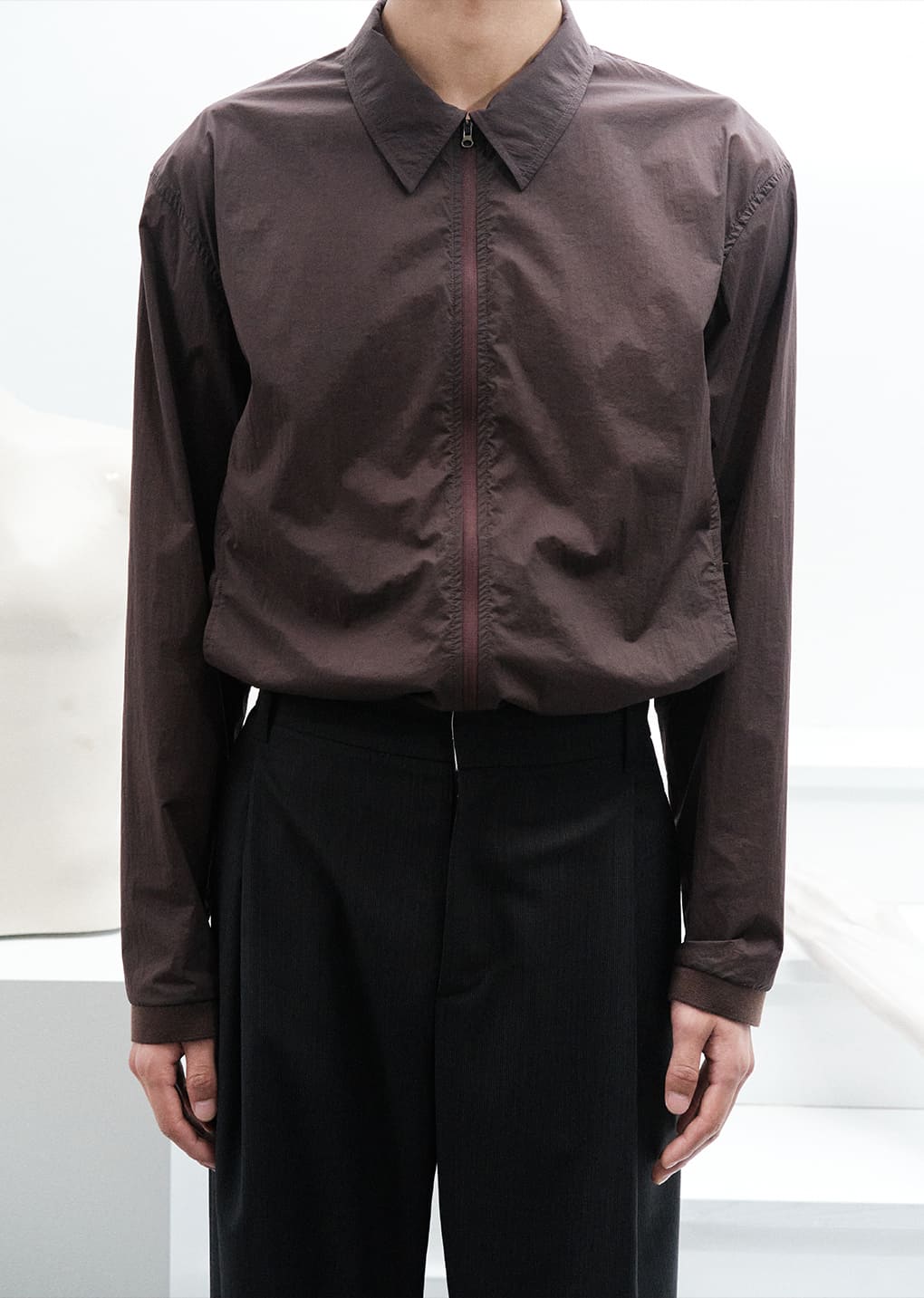 sheer zip-up shirts, burgundy